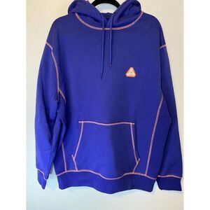 Palace Neo Stitch Hoodie Navy/Neon Orange Stitching Size L NWT